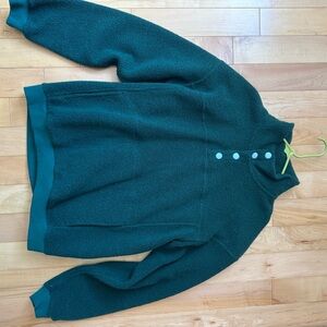 Outdoor Voices Teal Button-Up Cowl Sweater